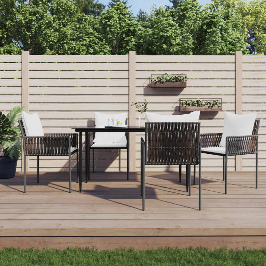 -Delige Tuinset Met Kussens Poly Rattan En Staal 5 140 cm tafellengte Bruin