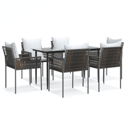 -Delige Tuinset Met Kussens Poly Rattan En Staal 7 140 cm tafellengte Bruin