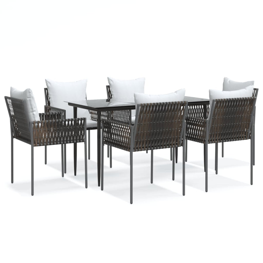 -Delige Tuinset Met Kussens Poly Rattan En Staal 7 140 cm tafellengte Bruin