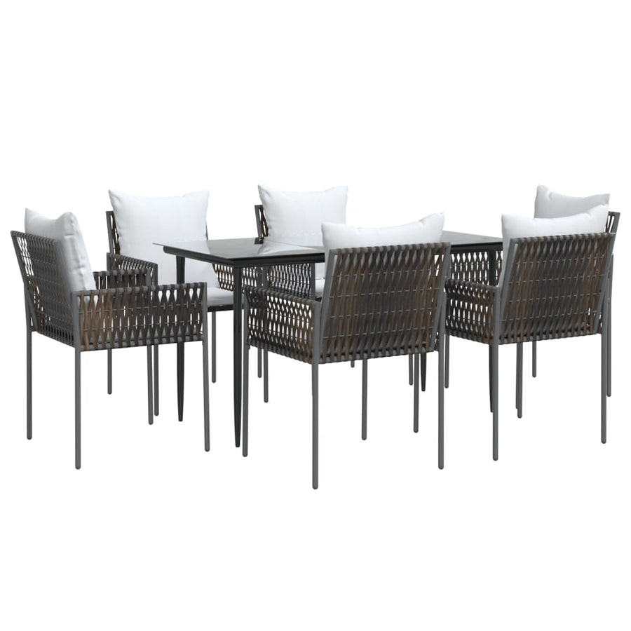 -Delige Tuinset Met Kussens Poly Rattan En Staal 7 140 cm tafellengte Bruin