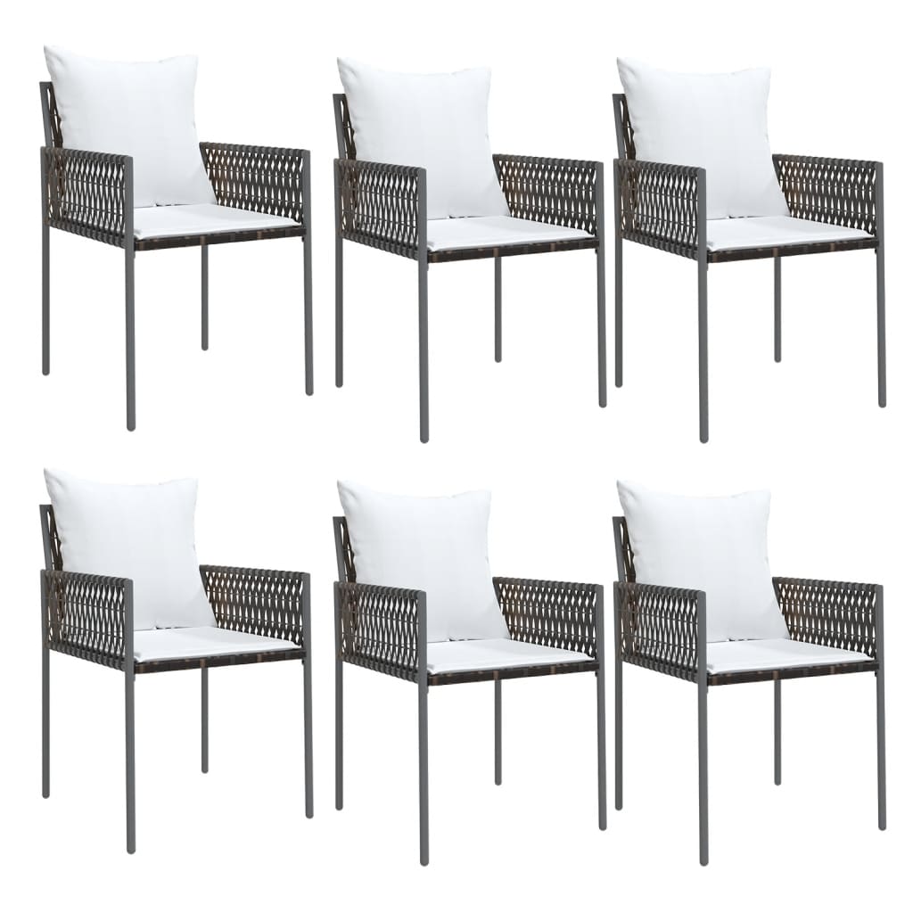 -Delige Tuinset Met Kussens Poly Rattan En Staal 7 140 cm tafellengte Bruin