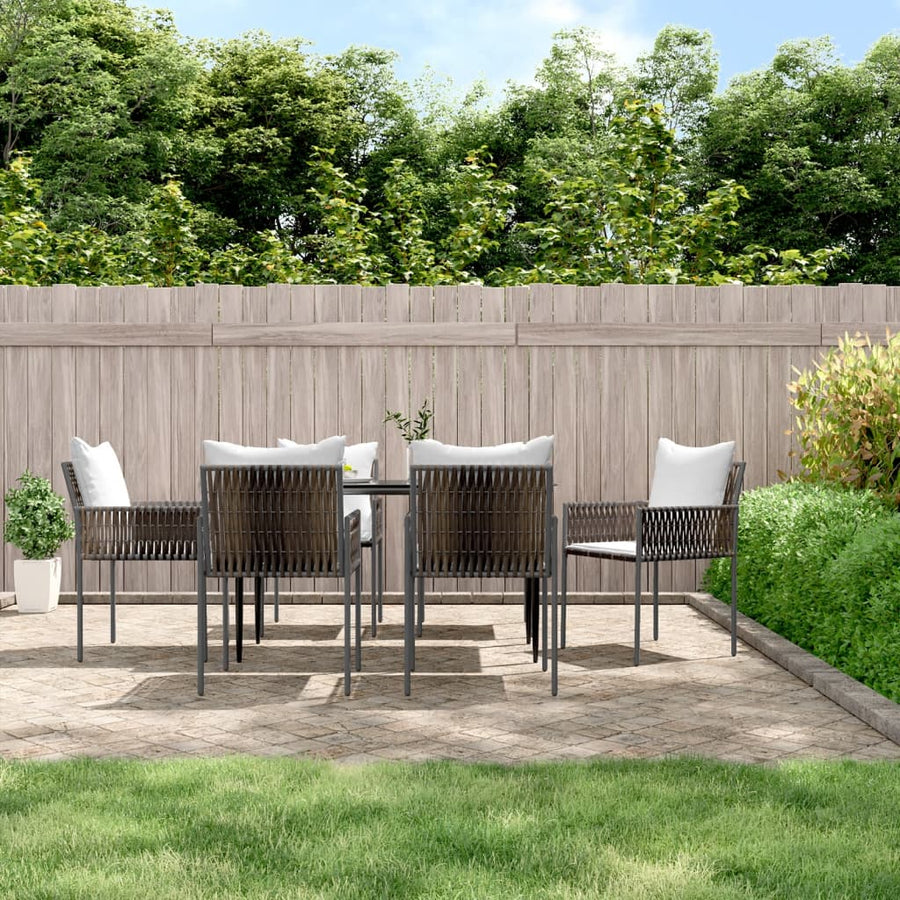 -Delige Tuinset Met Kussens Poly Rattan En Staal 7 140 cm tafellengte Bruin