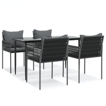 -Delige Tuinset Met Kussens Poly Rattan En Staal 5 140 cm tafellengte Zwart