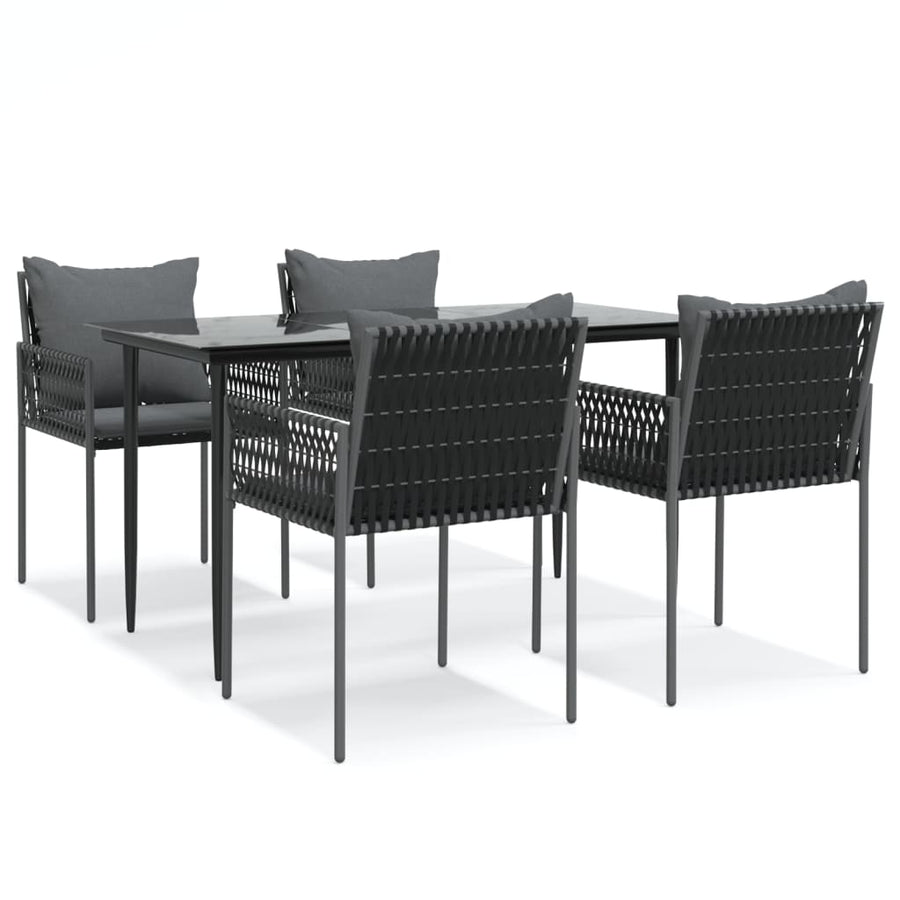 -Delige Tuinset Met Kussens Poly Rattan En Staal 5 140 cm tafellengte Zwart