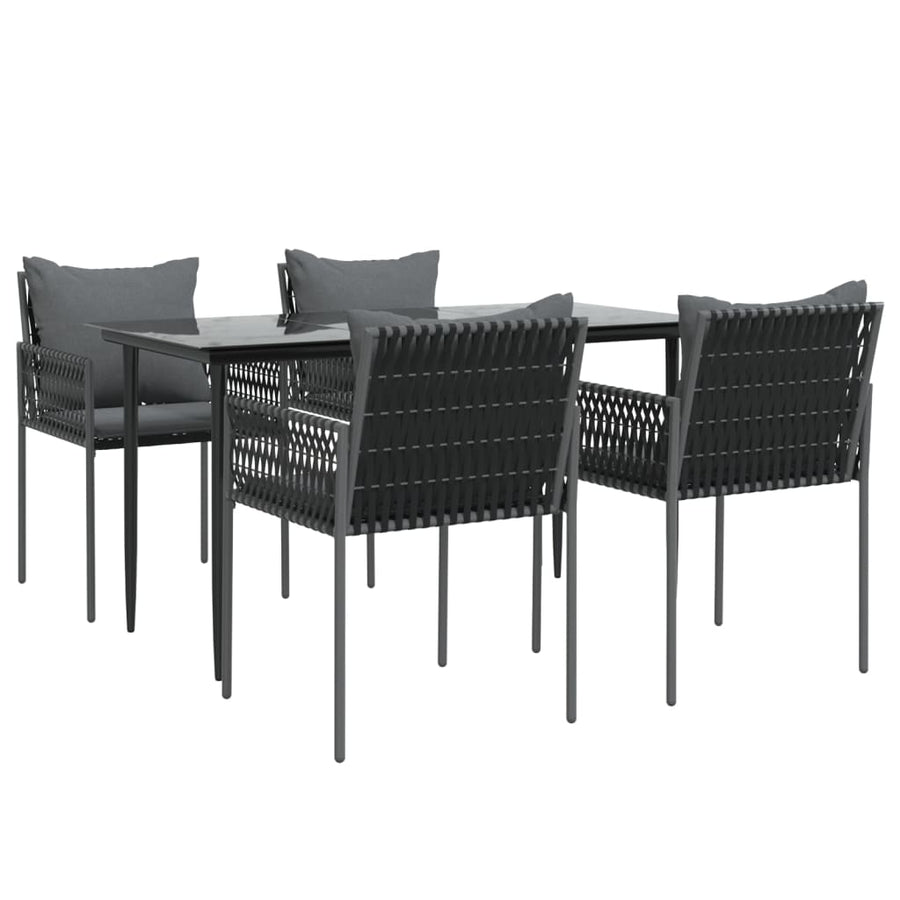 -Delige Tuinset Met Kussens Poly Rattan En Staal 5 140 cm tafellengte Zwart