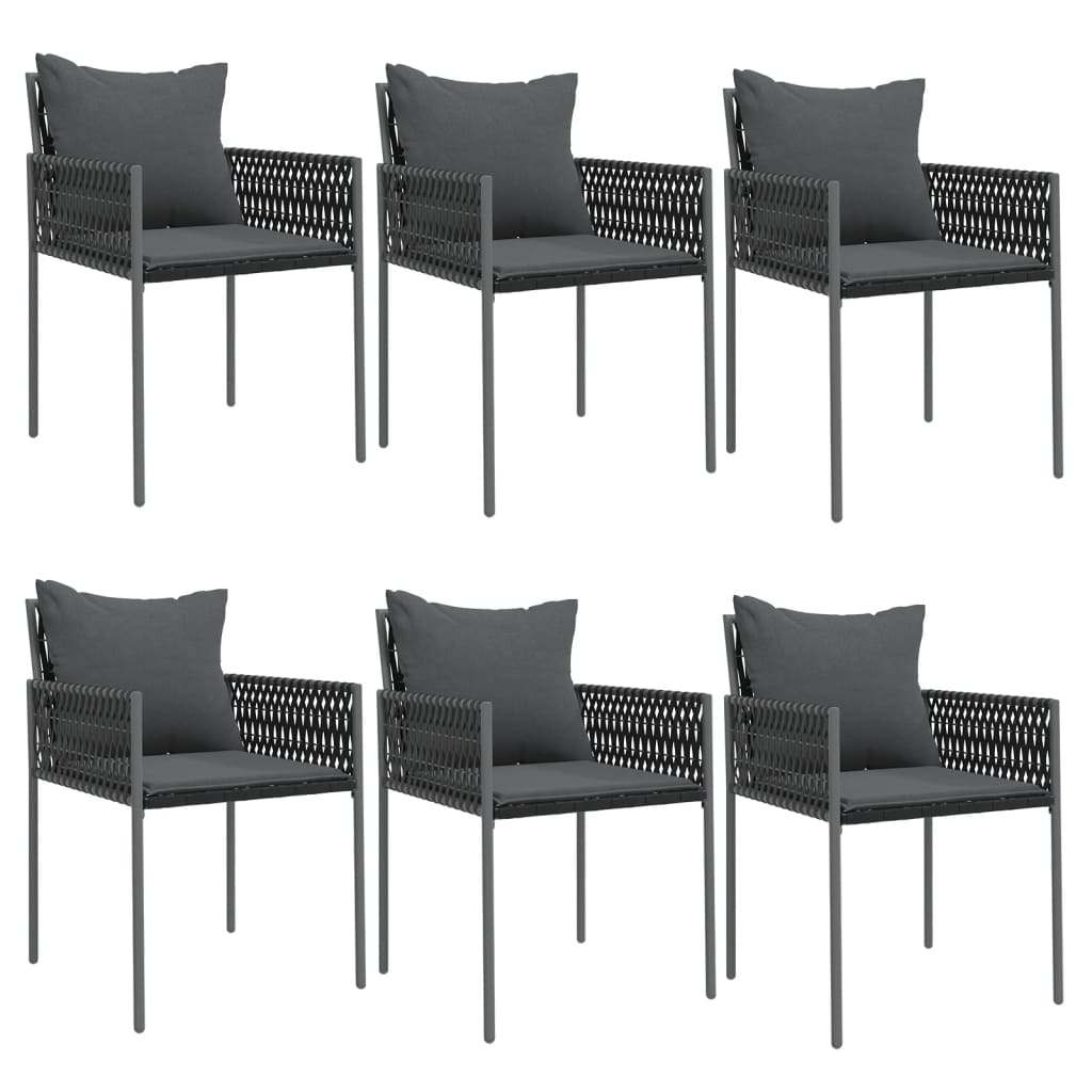 -Delige Tuinset Met Kussens Poly Rattan En Staal 7 140 cm tafellengte Zwart