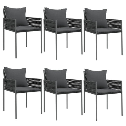 -Delige Tuinset Met Kussens Poly Rattan En Staal 7 140 cm tafellengte Zwart