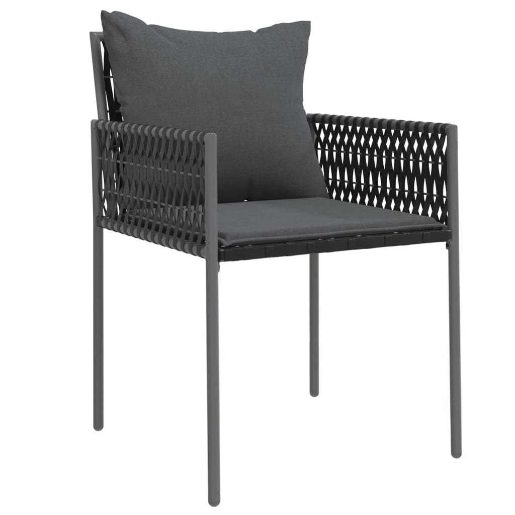 -Delige Tuinset Met Kussens Poly Rattan En Staal 7 140 cm tafellengte Zwart