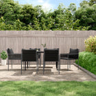 Tuinset 7-delig poly rattan staal zwart met kussens