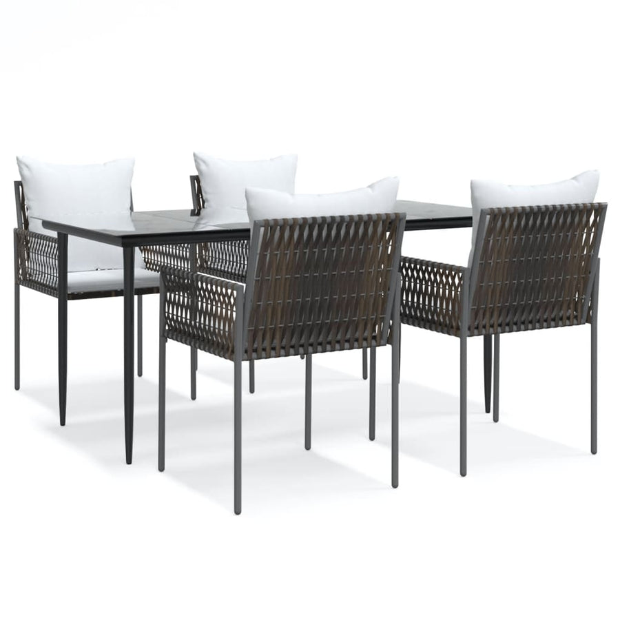 -Delige Tuinset Met Kussens Poly Rattan En Staal 5 160 cm tafellengte Bruin