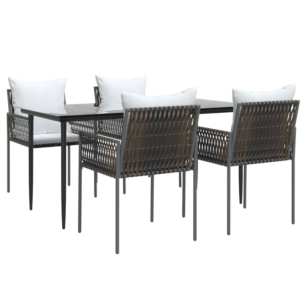 -Delige Tuinset Met Kussens Poly Rattan En Staal 5 160 cm tafellengte Bruin