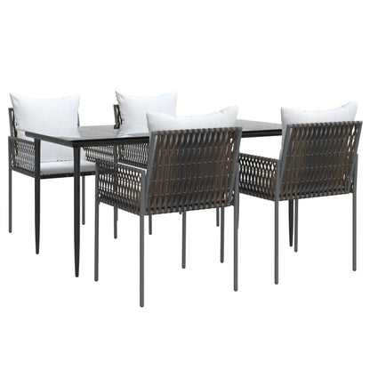 -Delige Tuinset Met Kussens Poly Rattan En Staal 5 160 cm tafellengte Bruin