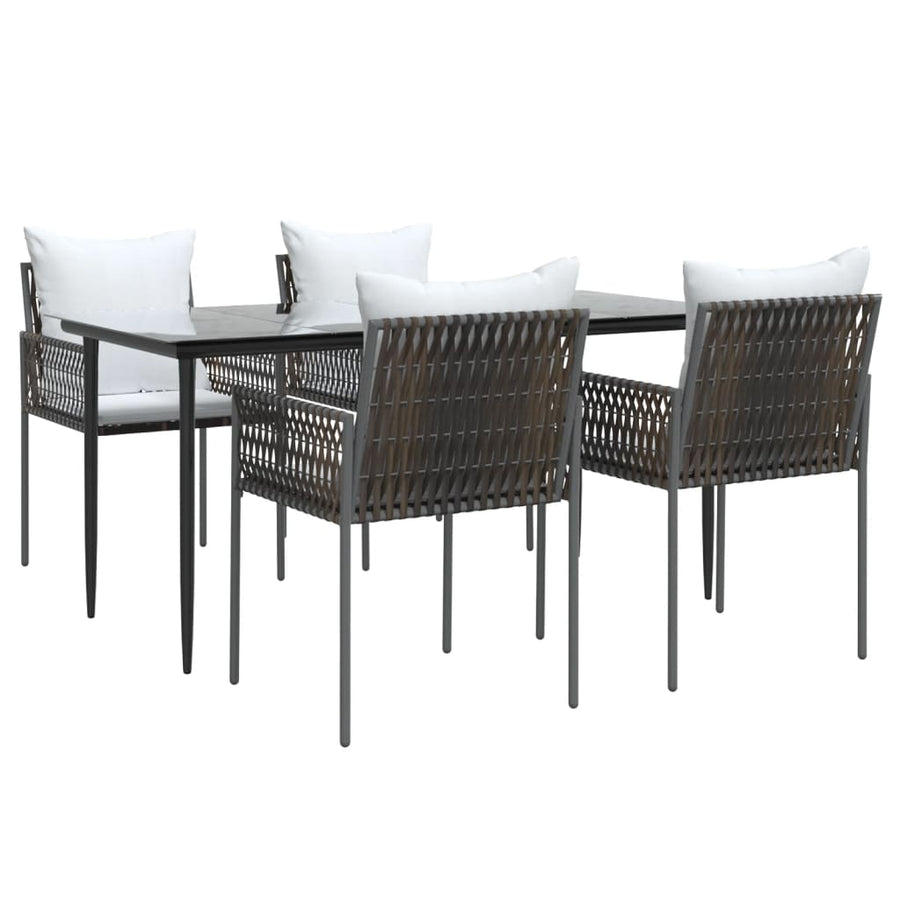 -Delige Tuinset Met Kussens Poly Rattan En Staal 5 160 cm tafellengte Bruin