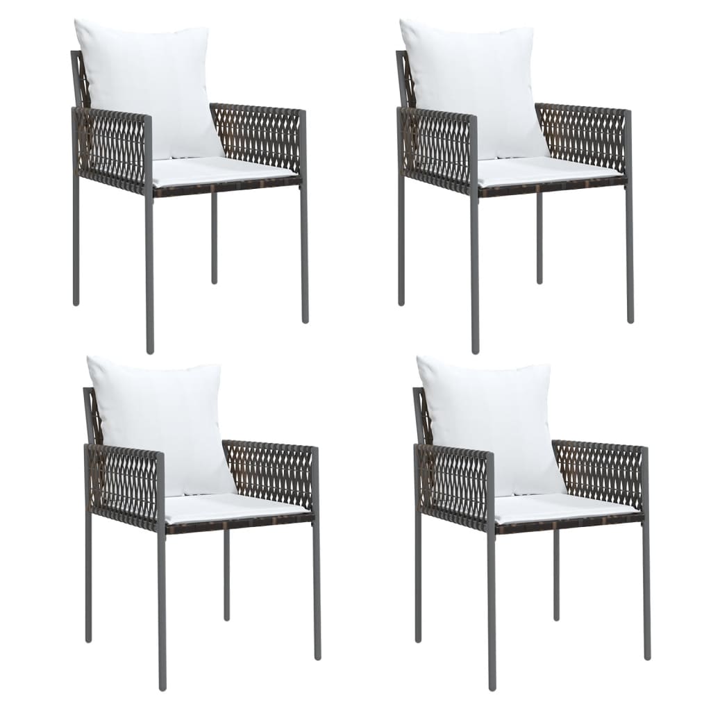 -Delige Tuinset Met Kussens Poly Rattan En Staal 5 160 cm tafellengte Bruin