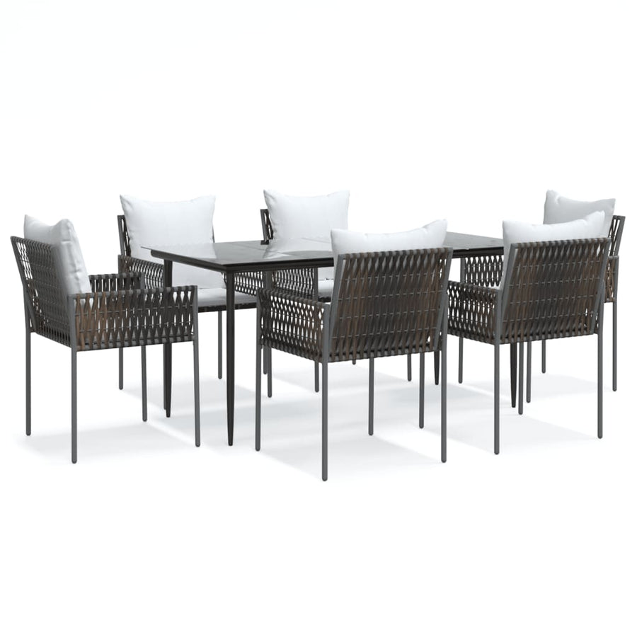 -Delige Tuinset Met Kussens Poly Rattan En Staal 7 160 cm tafellengte Bruin