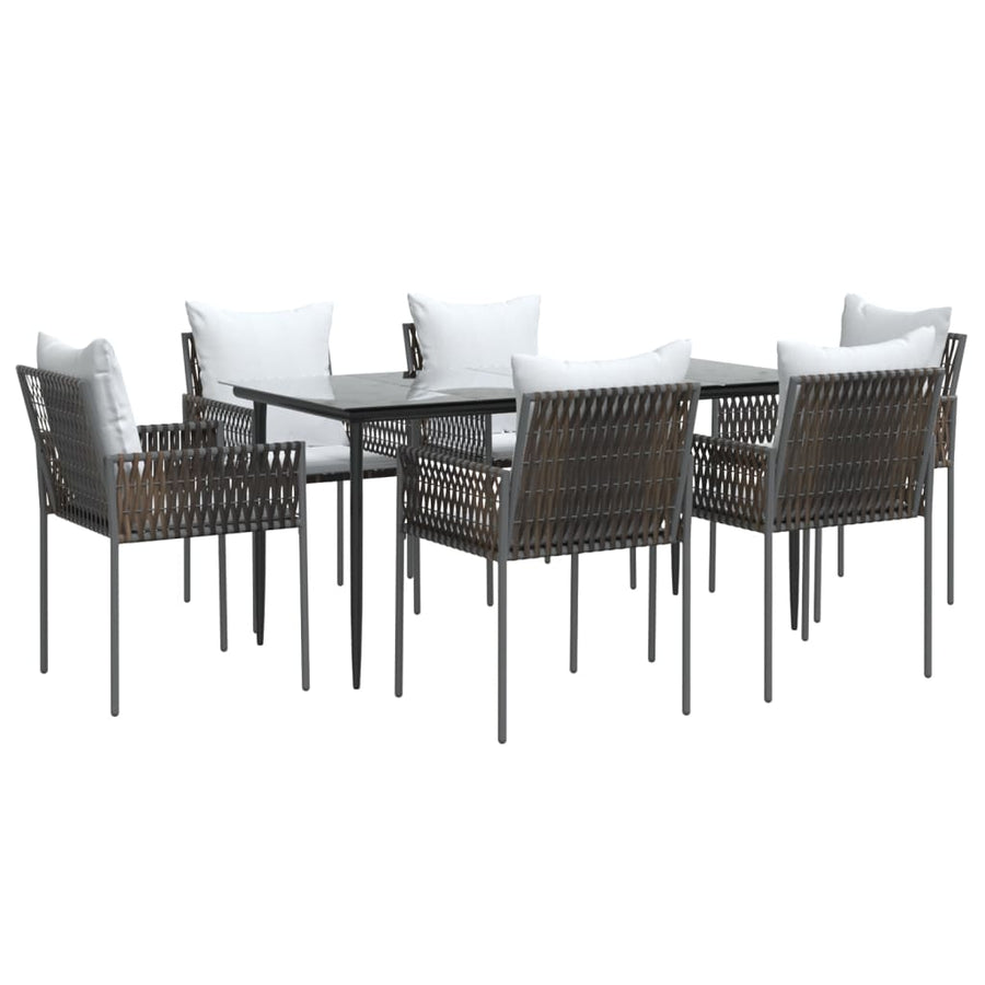-Delige Tuinset Met Kussens Poly Rattan En Staal 7 160 cm tafellengte Bruin