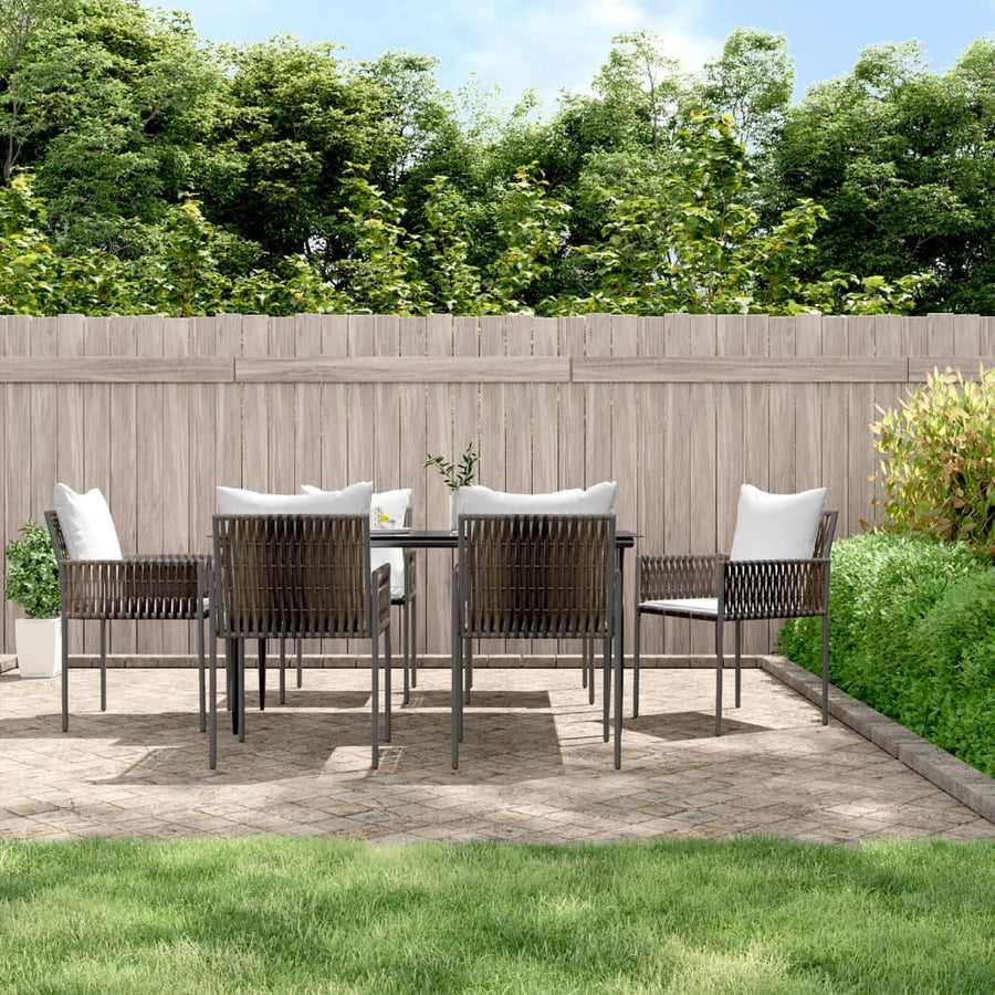 -Delige Tuinset Met Kussens Poly Rattan En Staal 7 160 cm tafellengte Bruin