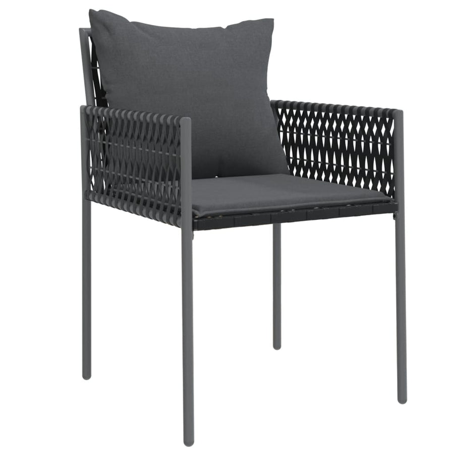 -Delige Tuinset Met Kussens Poly Rattan En Staal 5 160 cm tafellengte Zwart
