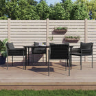 Tuinset 5-delig poly rattan staal zwart met kussens