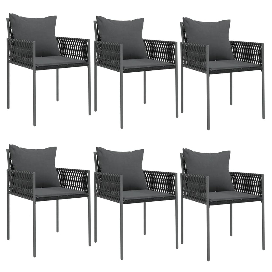-Delige Tuinset Met Kussens Poly Rattan En Staal 7 160 cm tafellengte Zwart