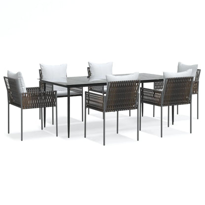 -Delige Tuinset Met Kussens Poly Rattan En Staal 7 200 cm tafellengte Bruin