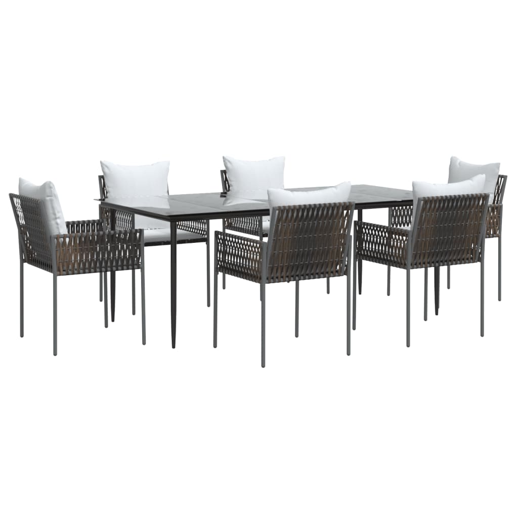-Delige Tuinset Met Kussens Poly Rattan En Staal 7 200 cm tafellengte Bruin