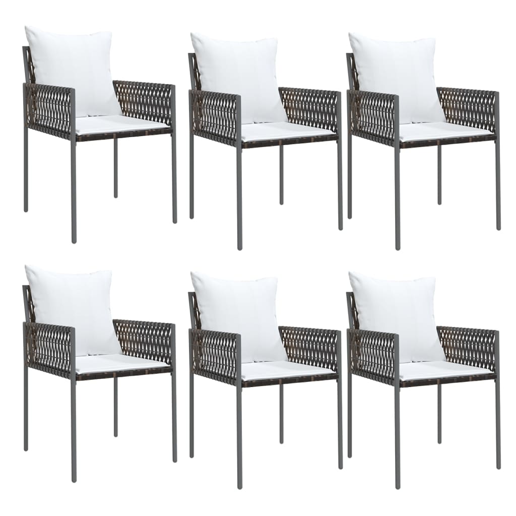 -Delige Tuinset Met Kussens Poly Rattan En Staal 7 200 cm tafellengte Bruin