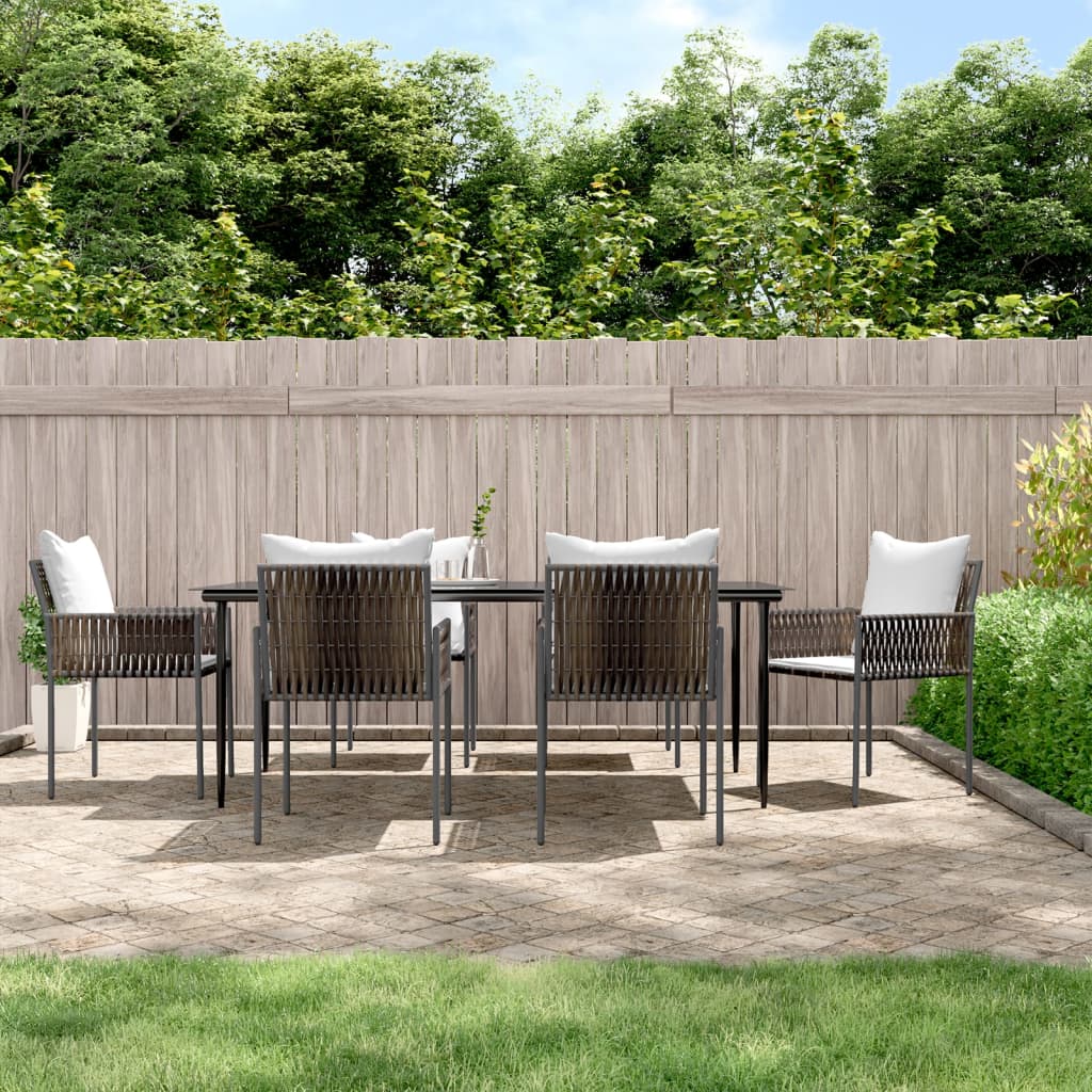 -Delige Tuinset Met Kussens Poly Rattan En Staal 7 200 cm tafellengte Bruin