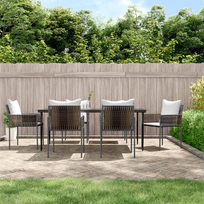 -Delige Tuinset Met Kussens Poly Rattan En Staal 7 200 cm tafellengte Bruin