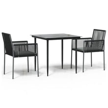-Delige Tuinset Met Kussens Poly Rattan En Staal Zwart 3 80 cm tafellengte