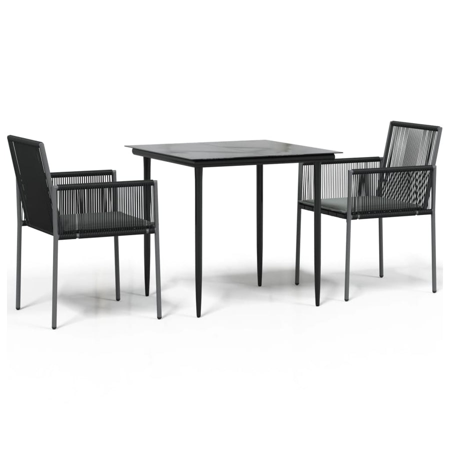 -Delige Tuinset Met Kussens Poly Rattan En Staal Zwart 3 80 cm tafellengte