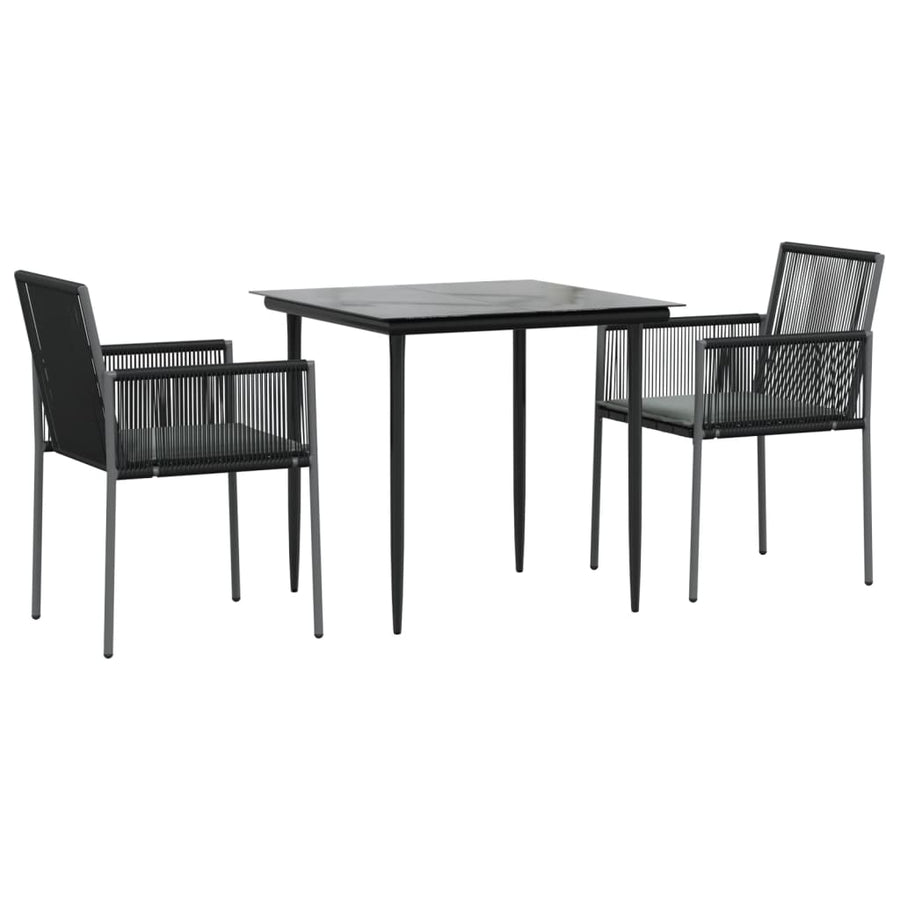 -Delige Tuinset Met Kussens Poly Rattan En Staal Zwart 3 80 cm tafellengte