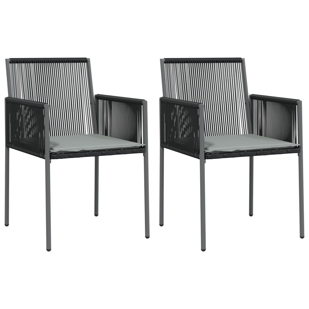 -Delige Tuinset Met Kussens Poly Rattan En Staal Zwart 3 80 cm tafellengte