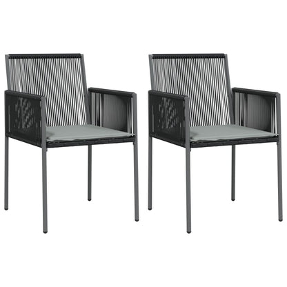 -Delige Tuinset Met Kussens Poly Rattan En Staal Zwart 3 80 cm tafellengte