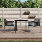 -Delige Tuinset Met Kussens Poly Rattan En Staal Zwart 3 80 cm tafellengte