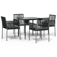 -Delige Tuinset Met Kussens Poly Rattan En Staal Zwart 5 80 cm tafellengte