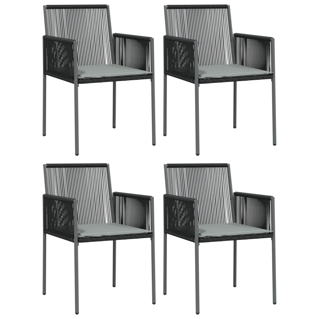 -Delige Tuinset Met Kussens Poly Rattan En Staal Zwart 5 80 cm tafellengte