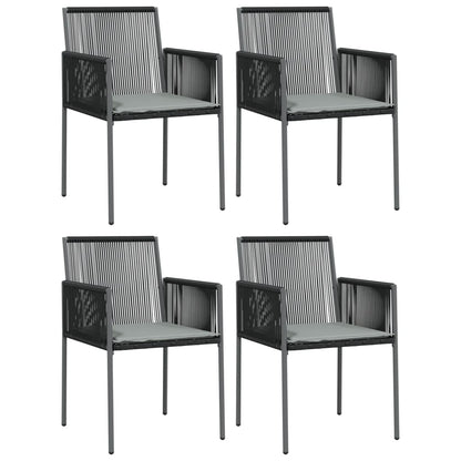 -Delige Tuinset Met Kussens Poly Rattan En Staal Zwart 5 80 cm tafellengte