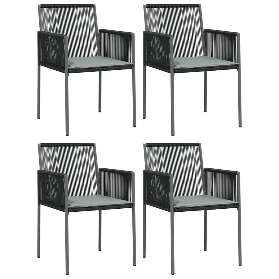-Delige Tuinset Met Kussens Poly Rattan En Staal Zwart 5 80 cm tafellengte