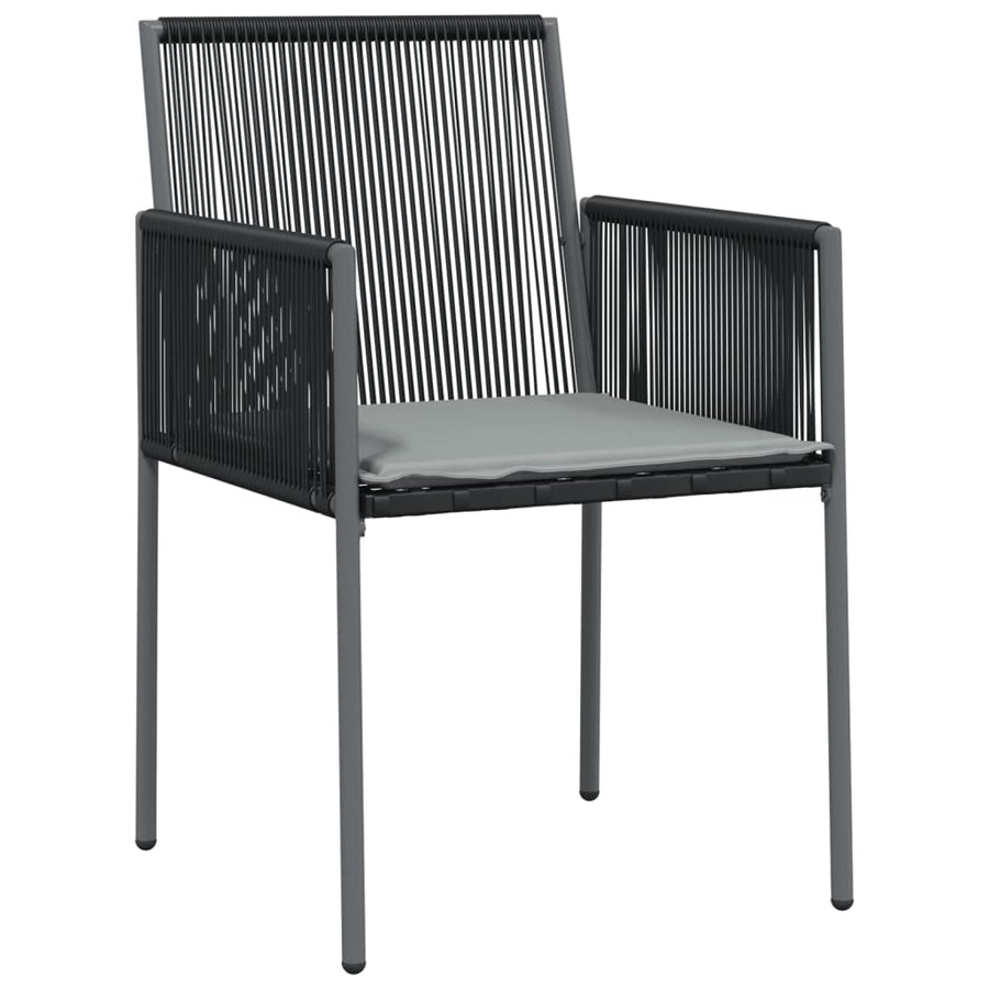-Delige Tuinset Met Kussens Poly Rattan En Staal Zwart 5 80 cm tafellengte