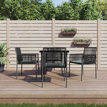 -Delige Tuinset Met Kussens Poly Rattan En Staal Zwart 5 80 cm tafellengte