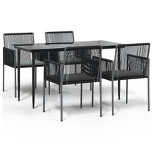 -Delige Tuinset Met Kussens Poly Rattan En Staal Zwart 5 140 cm tafellengte