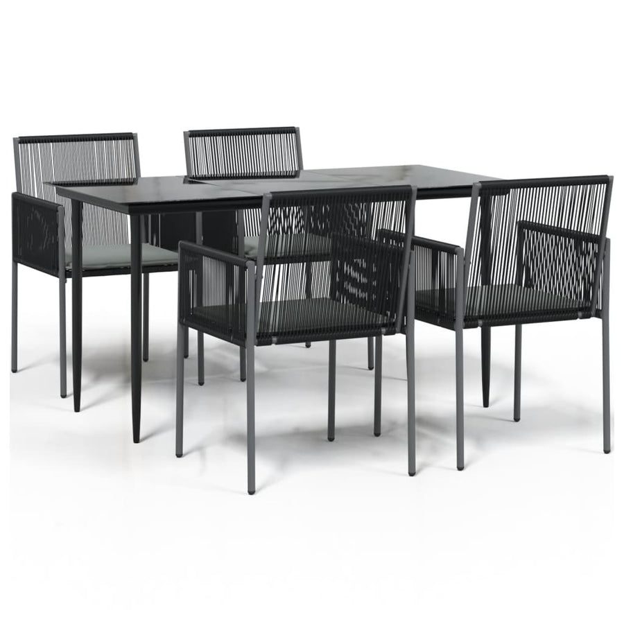 -Delige Tuinset Met Kussens Poly Rattan En Staal Zwart 5 140 cm tafellengte