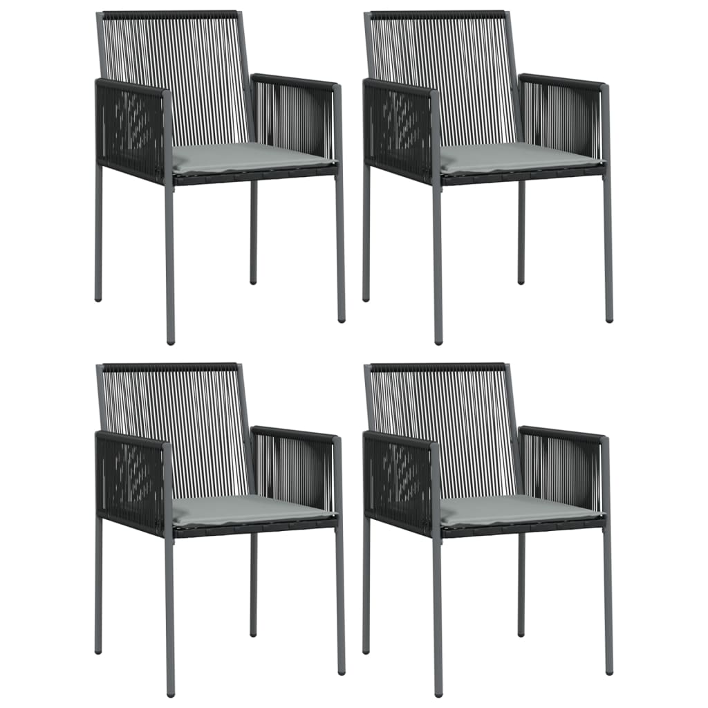 -Delige Tuinset Met Kussens Poly Rattan En Staal Zwart 5 140 cm tafellengte