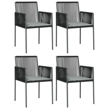 -Delige Tuinset Met Kussens Poly Rattan En Staal Zwart 5 140 cm tafellengte