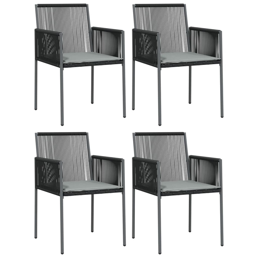 -Delige Tuinset Met Kussens Poly Rattan En Staal Zwart 5 140 cm tafellengte