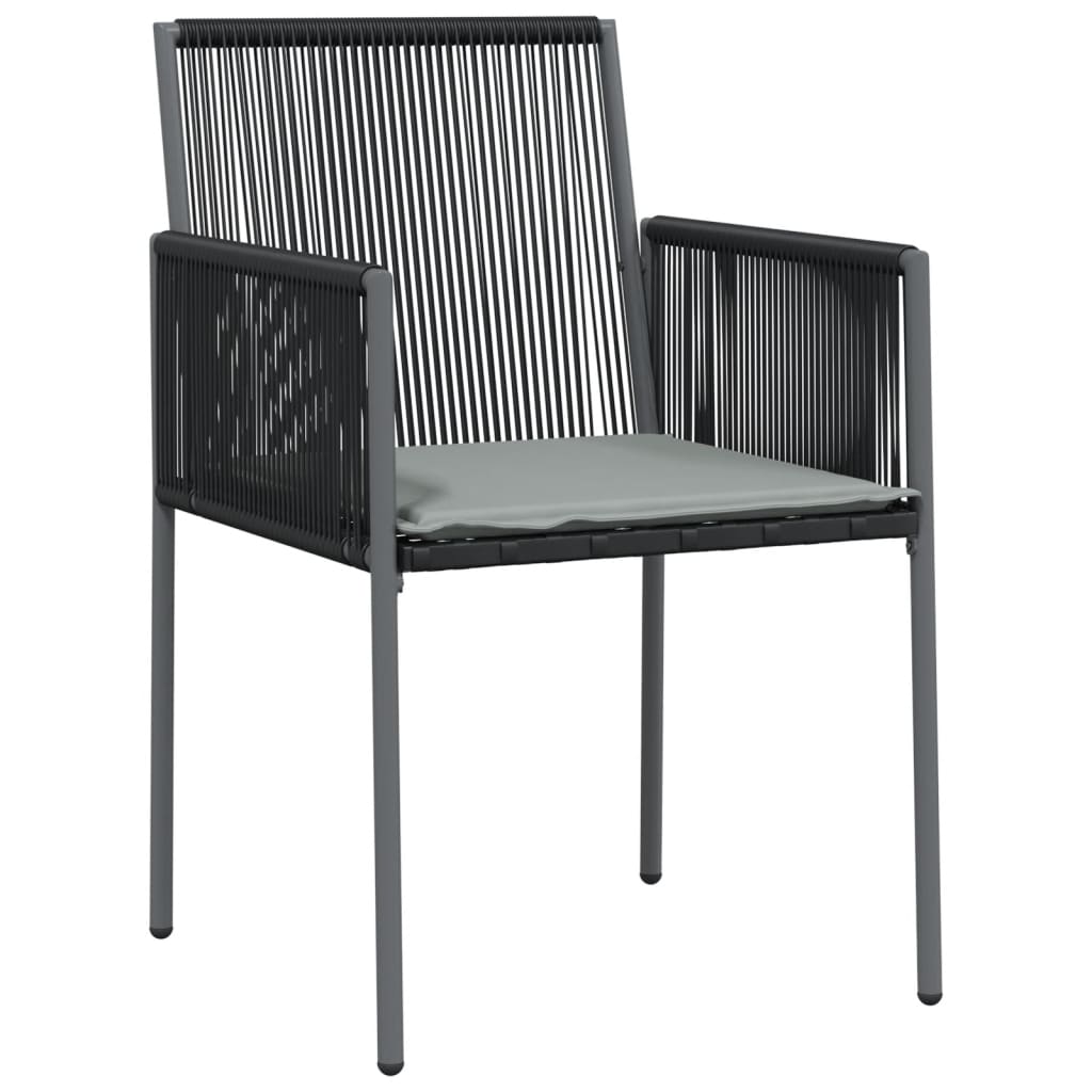 -Delige Tuinset Met Kussens Poly Rattan En Staal Zwart 5 140 cm tafellengte