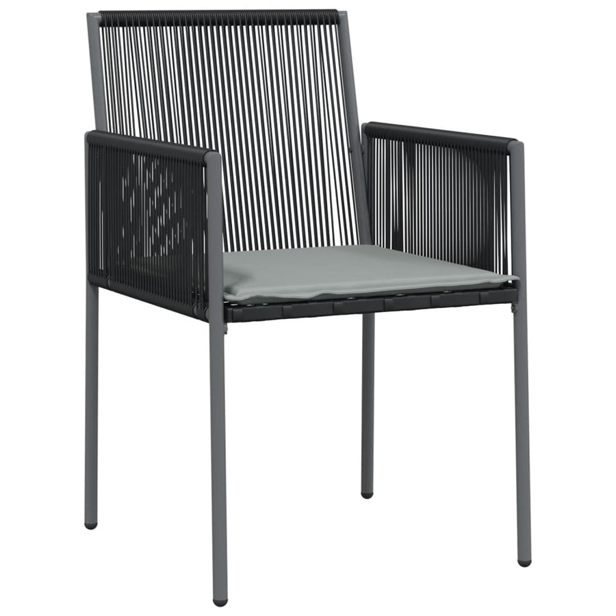 -Delige Tuinset Met Kussens Poly Rattan En Staal Zwart 5 140 cm tafellengte