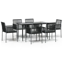 -Delige Tuinset Met Kussens Poly Rattan En Staal Zwart 7 140 cm tafellengte