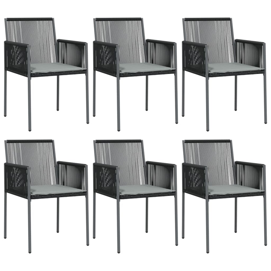 -Delige Tuinset Met Kussens Poly Rattan En Staal Zwart 7 140 cm tafellengte